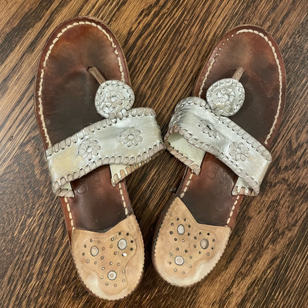 Silver Jack Rogers Jacks sandals / flip flops, size 7